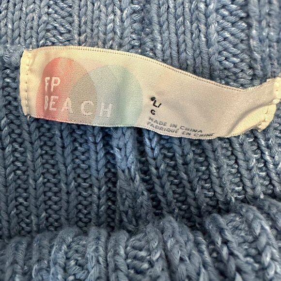 Free People FP Beach Ribbed Knit High Waist Pull On Shorts Size L Blue Boho - Picture 3 of 10